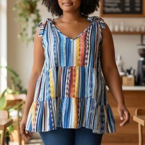 908-910 WOMENS BLUE TIERED TIE TANK BY HAPTICS